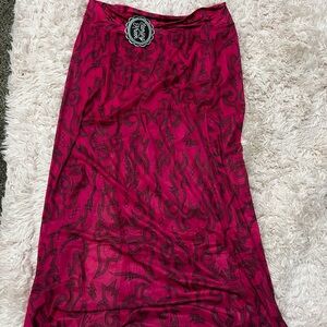 Chic Boho Pink and Black Maxi Skirt